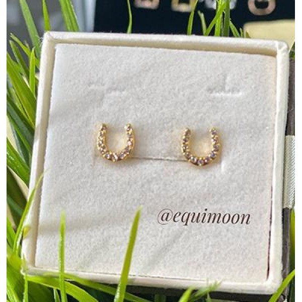 Серьги-пусеты Подкова с дорожкой Swarovski, позолота, EQUIMOON Россия, код EMN_00120