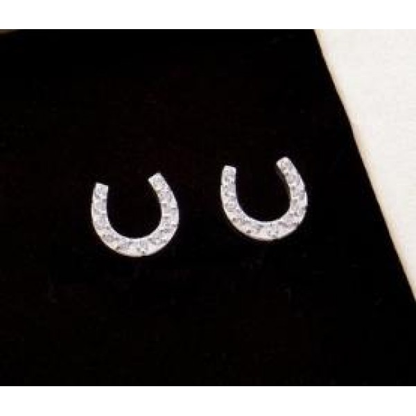 Серьги-пусеты Подкова с дорожкой Swarovski, EQUIMOON Россия, код EMN_00220
